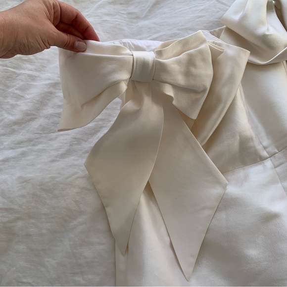 Alexia Maria Isabella Silk Wool Ribbon Bow Off Shoulder Mini Dress Bride Bridal - Picture 12 of 16